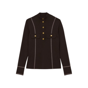 REISS Eva Contrast-Stitch Knit Top